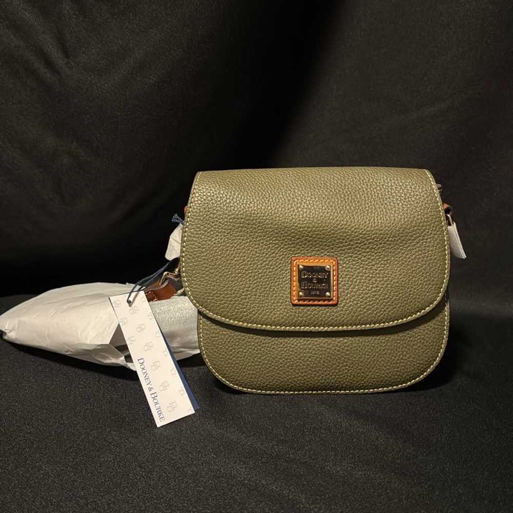 Olive Pebble Grain Saddle Bag